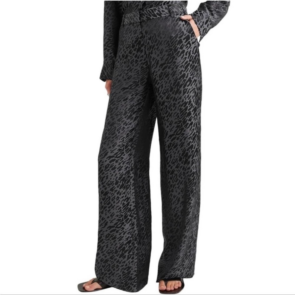 Equipment Black and Charcoal Leopard Print Wide-Leg Pants
